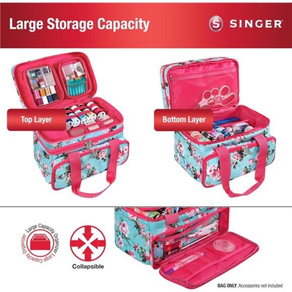 SINGER Sewing Accessories Organizer (Bag Only) – Double Layer Portable Sewing - Picture 2 of 8